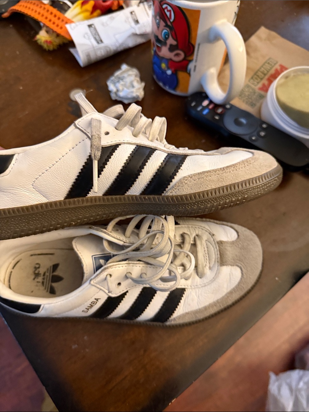 adidas Samba Leather Sneakers - White & Black - Picture 3 of 9